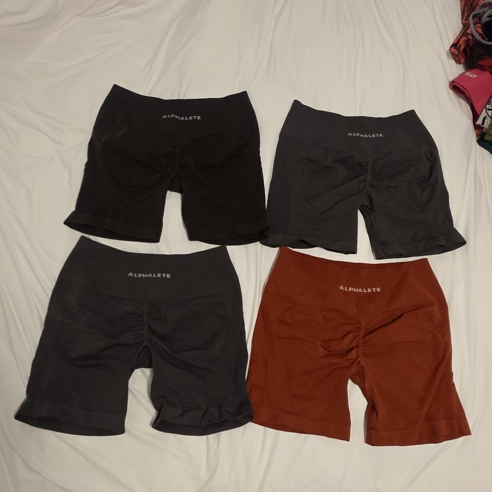 Alphalete High-Waist Scrunch Bike Shorts - Black, Charcoal, Rust